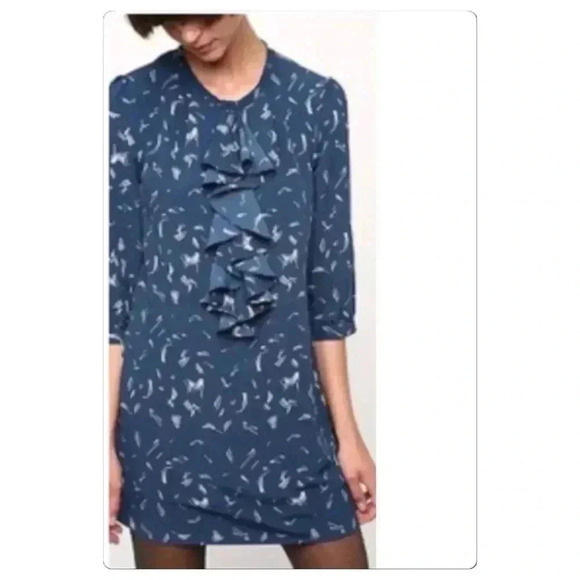 Silence + Noise Blue Ruffle Dress, Medium - Picture 2 of 8